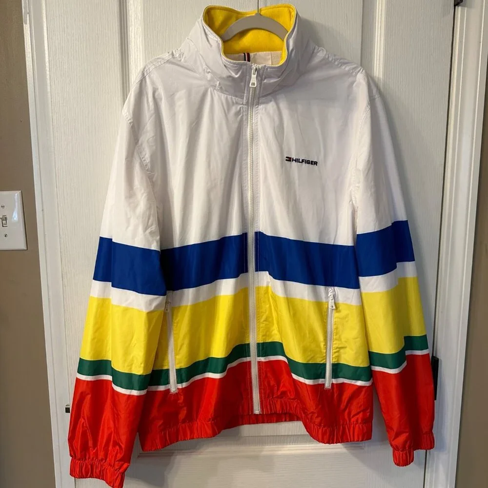 Tommy Hilfiger Archives Nautical Yacht Full Zip Retro Windbreaker Jacket XL Hood - Picture 2 of 12